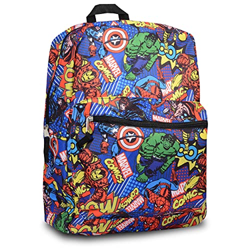 Marvel Avengers 16” Backpack School Supplies For Boys, Kids - 3 Pc Bundle With Avengers School Bag, Superhero Stickers And Bookmark | Avengers School Travel Bag #TOP2