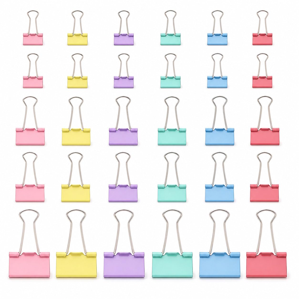 36PCS Binder Clips Coloured Foldback Clips Metal Bulldog Clips