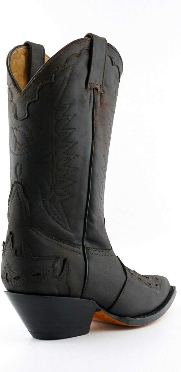 Grinders Arizona HI Unisex Leather Cuban Heeled Western Cowboy Dancing Boots