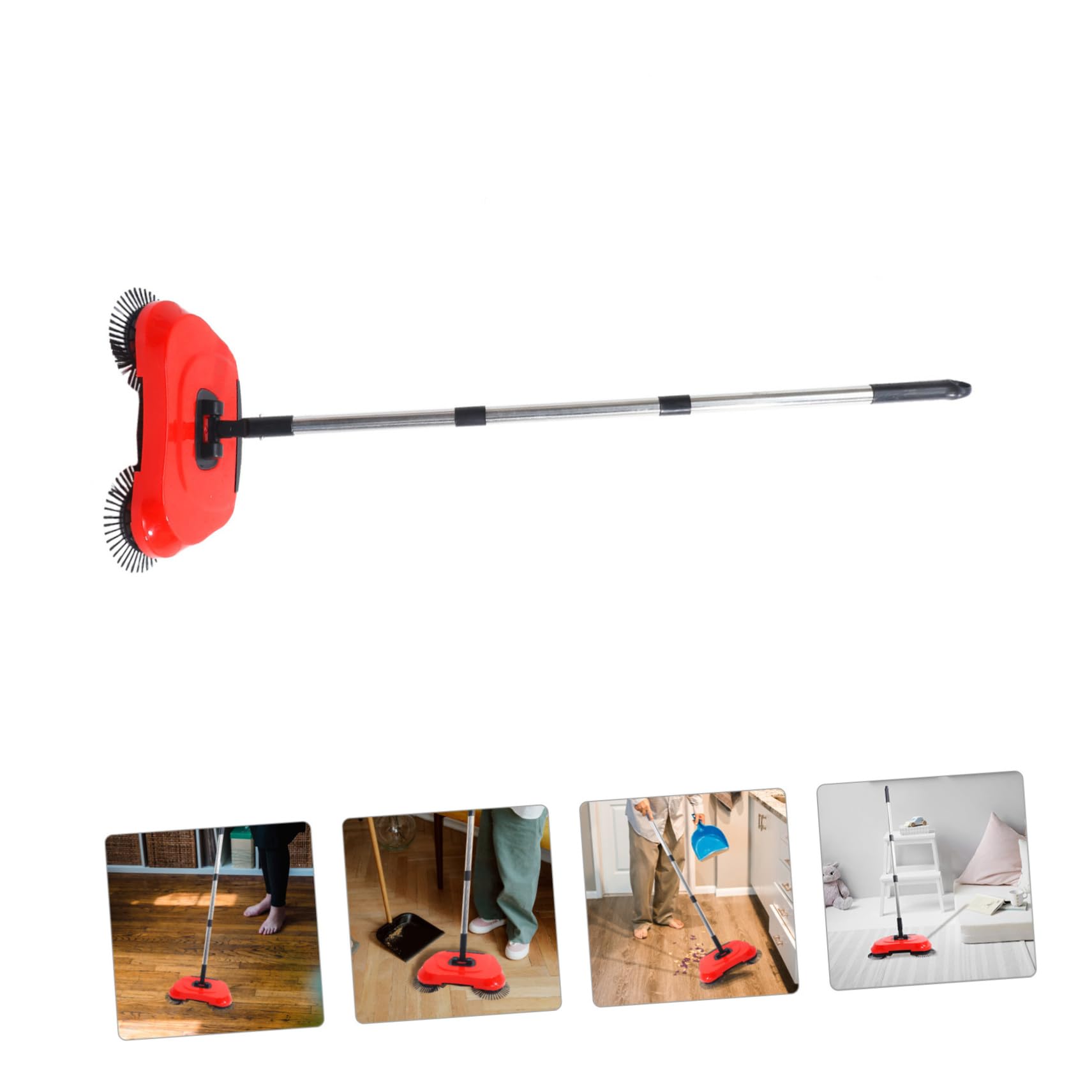 Mobestech Escoba Barredora Manual De Empuje Barredora De Piso Recogedor Fregona Giratoria Mango Ajustable Adecuado para Suelos Duros