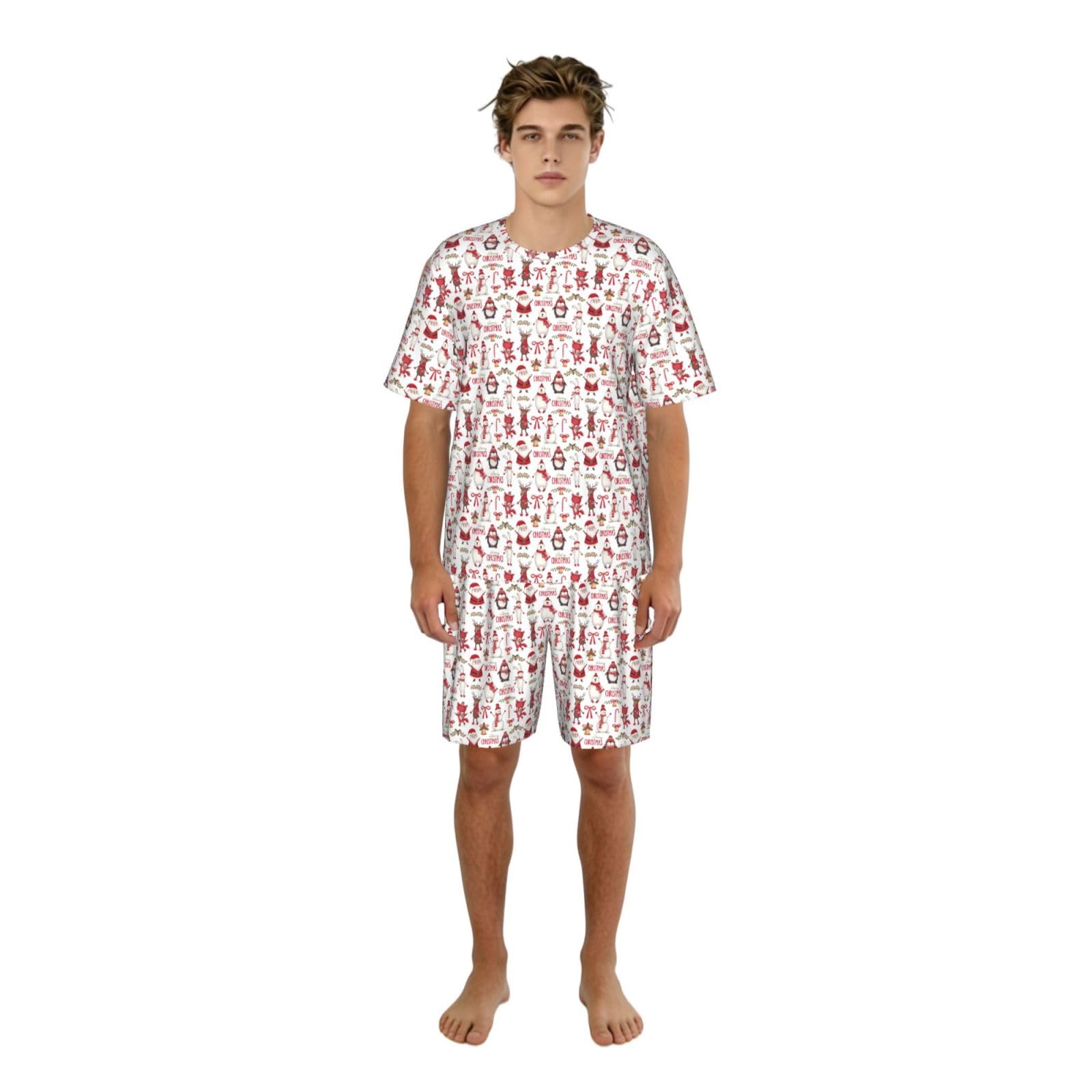 Pijama de hombre de Papá Noel corto transpirable de dos piezas 8
