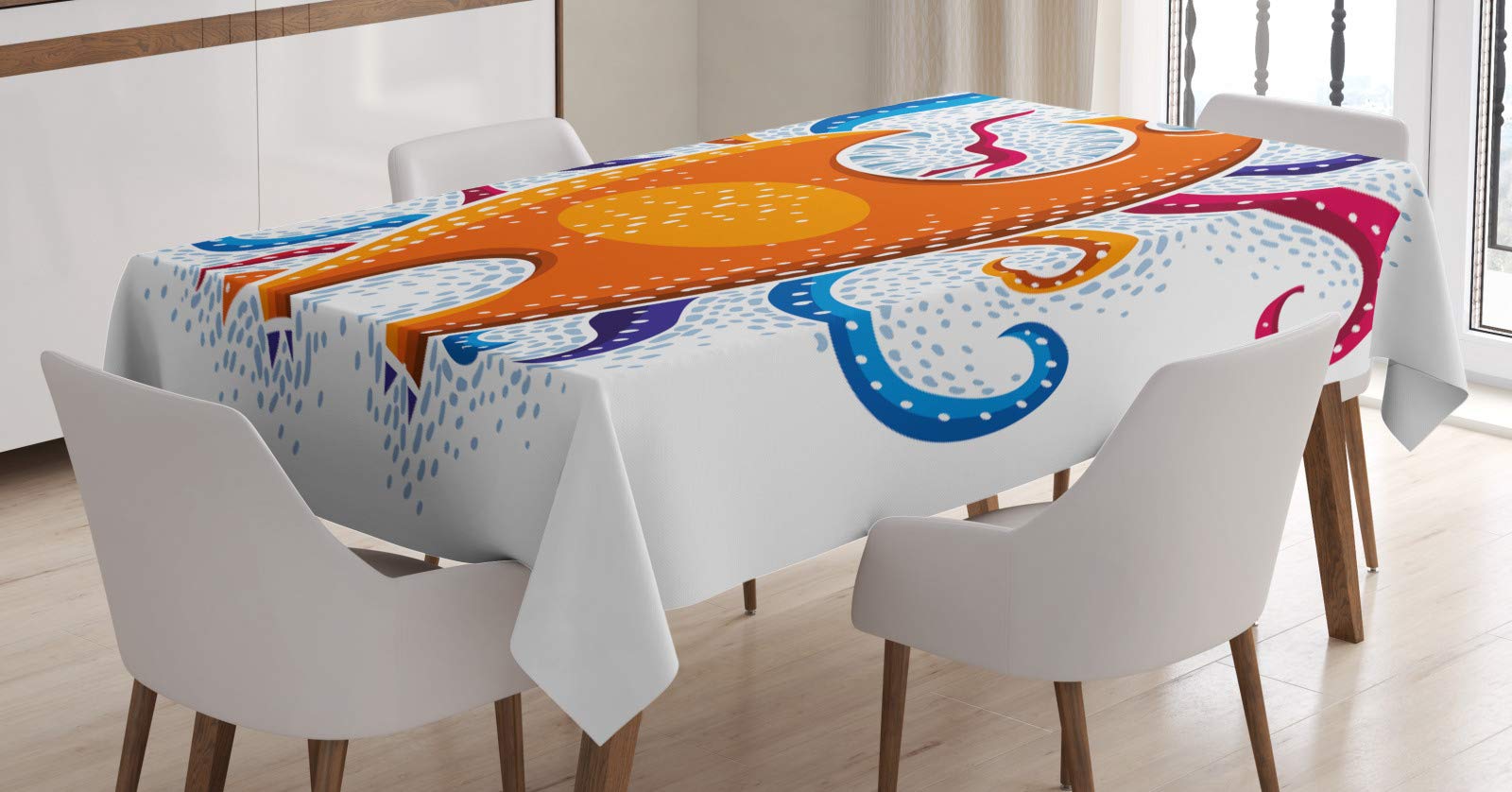 Tovaglia Rettangolare ABAKUHAUS – Comic Campionario, 140x200 Cm – In Poliestere Impermeabile, Antimacchia, Lavabile In Lavatrice – Per Sala Da Pranzo, Cucina, Interno/esterno