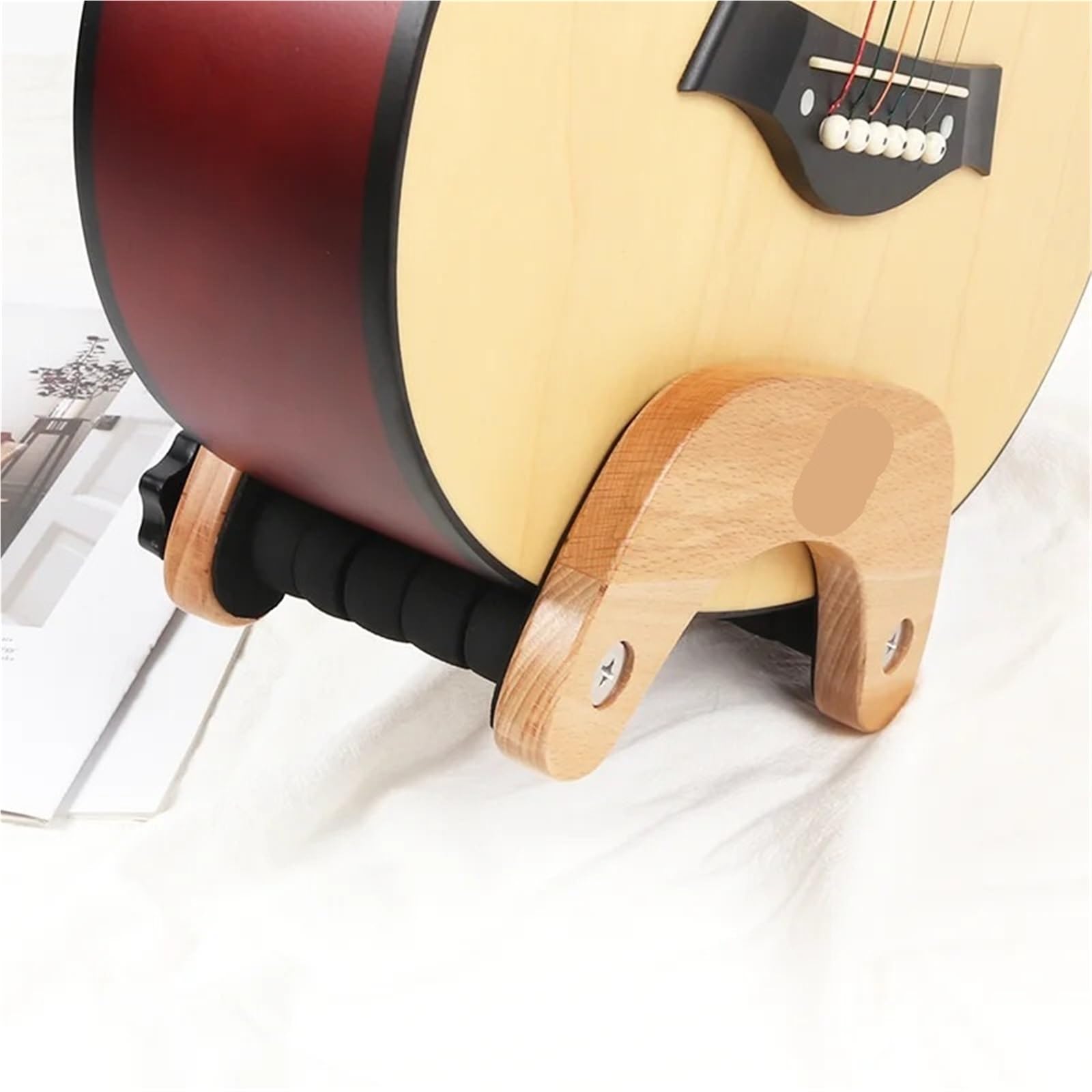 supporto chitarra Wood Guitar Stand H-frame Wooden Floor | For Acoustic Guitar Portable String Instrument Holder With Soft Sponge Covering Pad