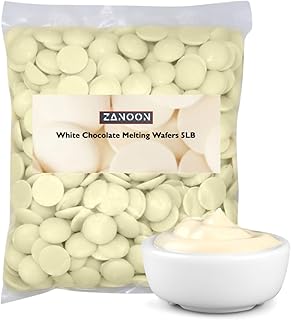 White Chocolat Melting Wafers – 5LB by ZANOON Premium Chocolate for Molding, Dipping, Baking & Decorating | Smooth & Creamy Melts – 80oz Bag Coating Melting Wafers (White Chocolate)