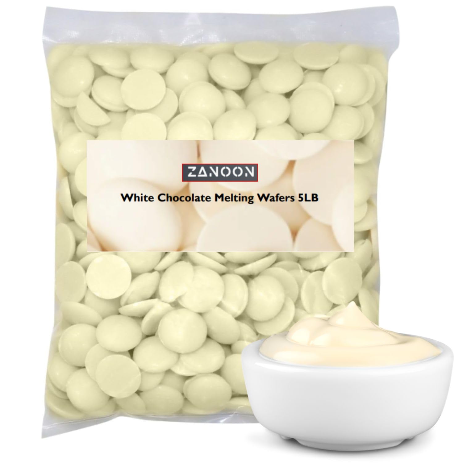 White Chocolat Melting Wafers  5LB by ZANOON Premium Chocolate for Molding, Dipping, Baking & Decorating | Smooth & Creamy Melts  80oz Bag Coating Melting Wafers (White Chocolate)