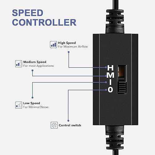 Miniatura 4 de iPower Ventilador de refrigeración silencioso de 3.150 in con controlador de velocidad para receptor DVRPlayStationXboxRefrigeración de gabinete de