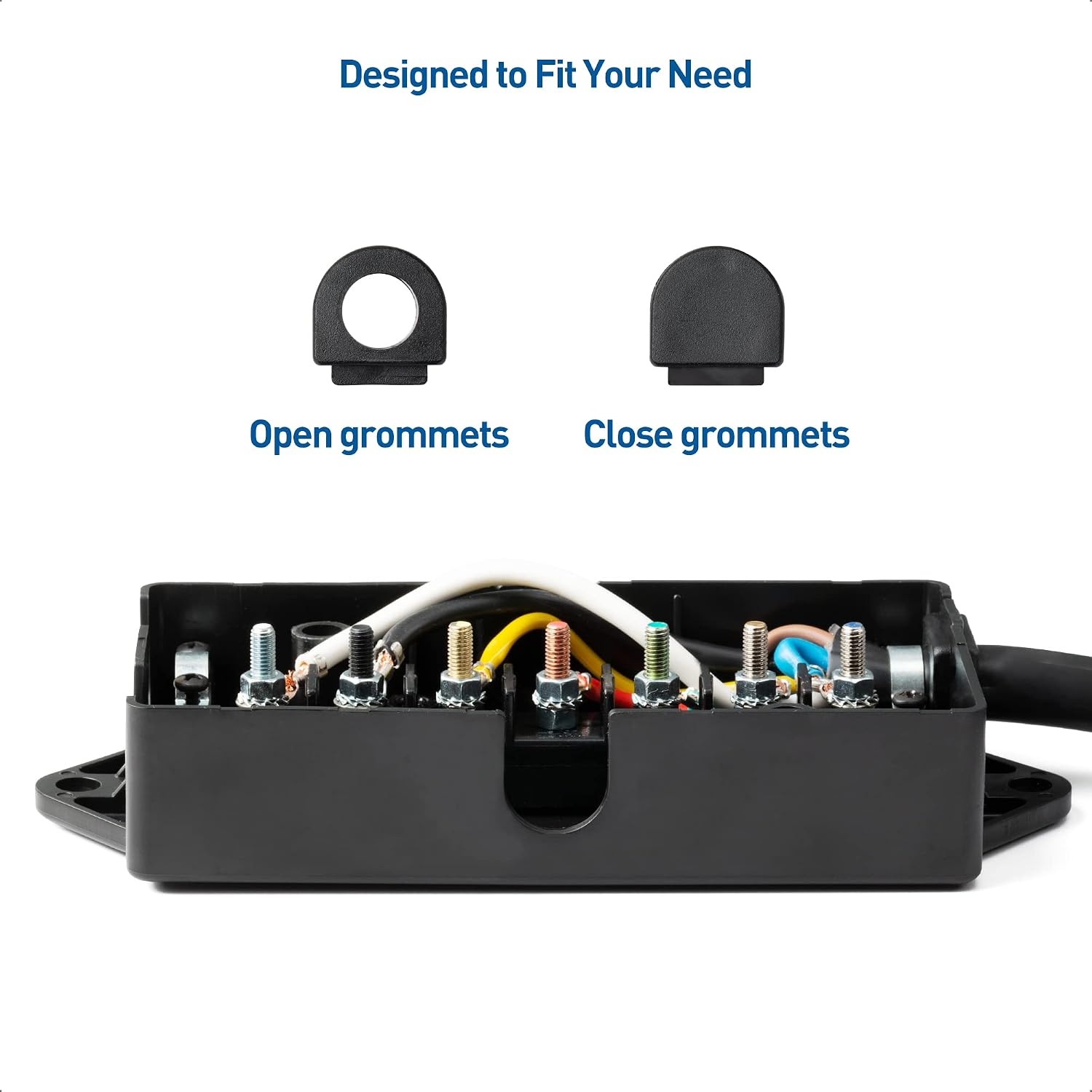 Cable Matters 7-Way Trailer Wire Harness 10ft with Junction Box in Black - Inline Trailer Cord with 7-Gang Junction Box and 8 Feet Cord