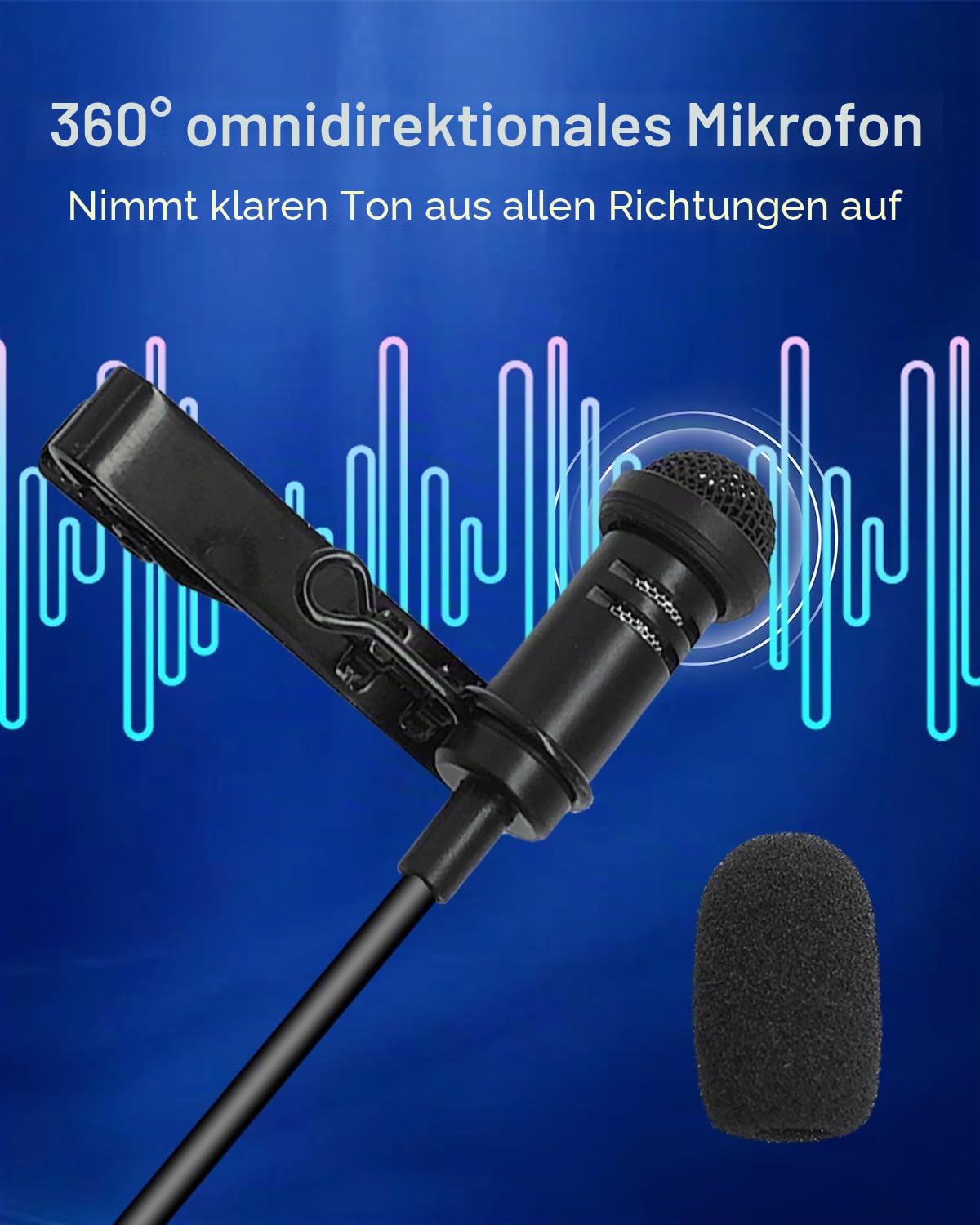 Lavalier-Ansteckmikrofon, omnidirektional, Kondensator, kabelgebunden, Lav-Mikrofon für DJI Mic 2, für Rode Wireless GO 2 / II Transmitter (2 Stück, 90 Grad 3,5 mm TRS-Stecker für DJI für Rode)