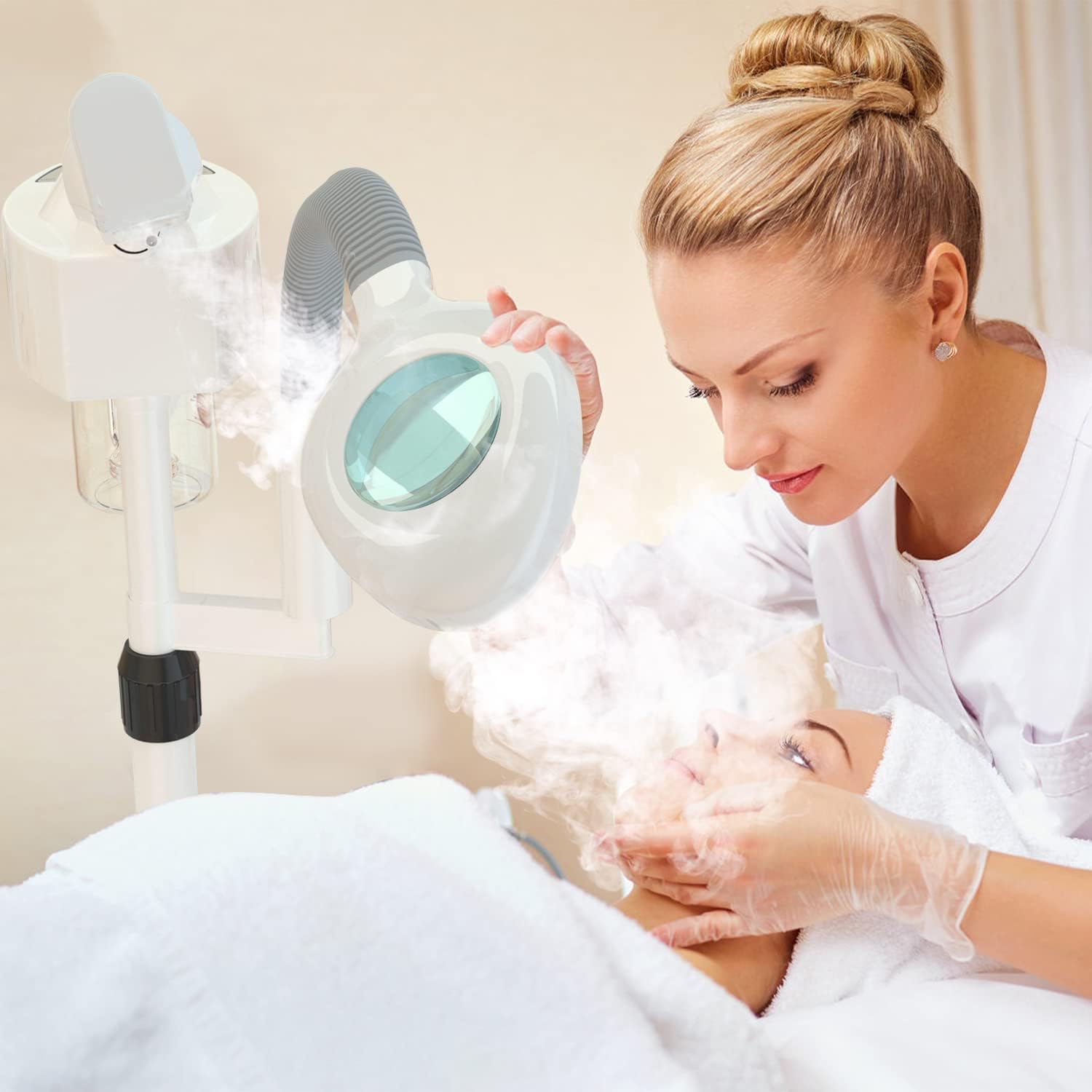 2 in 1 Professional Facial Steamer, Loxey Face Steamer with Adjustable 5X Magnifying lamp and Stronger Nano Ionic Hot Mist for Facial Deep Cleaning for Professional Beauty Salon or Home Use. : Beauty & Personal Care