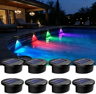 8 Stück Solar Poolbeleuchtung, Mehrfarbige Led Solarlampen für Außen IP65 Wasserdicht Garten Pool Licht Solar Pool Beleuchtung Lampen für Schwimmbecken, Zaun, Hof, Garten Outdoor Deko