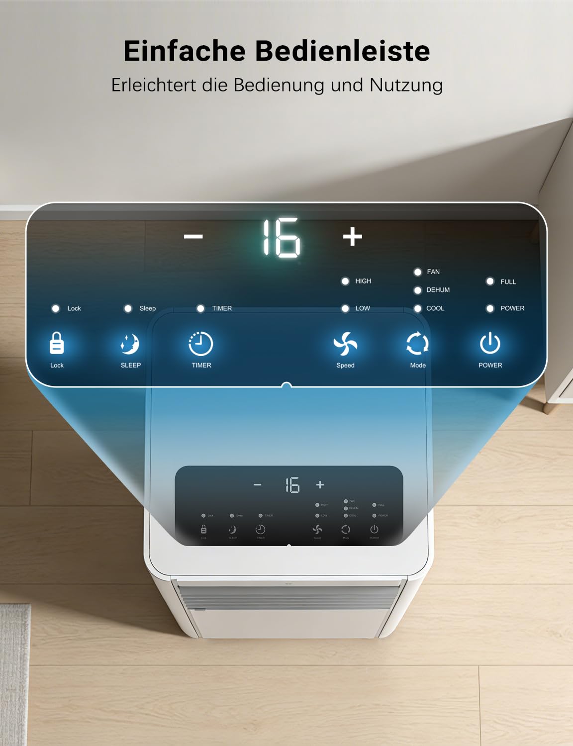 Klimaanlage Mobil 7000BTU, Klimageräte 4-in-1, Kühlung, Entfeuchtung und 2-Stufiger Belüftung mit Schlafmodus | Energieeffizient | Timer | Leiser Betrieb Klimaanlage Mobile