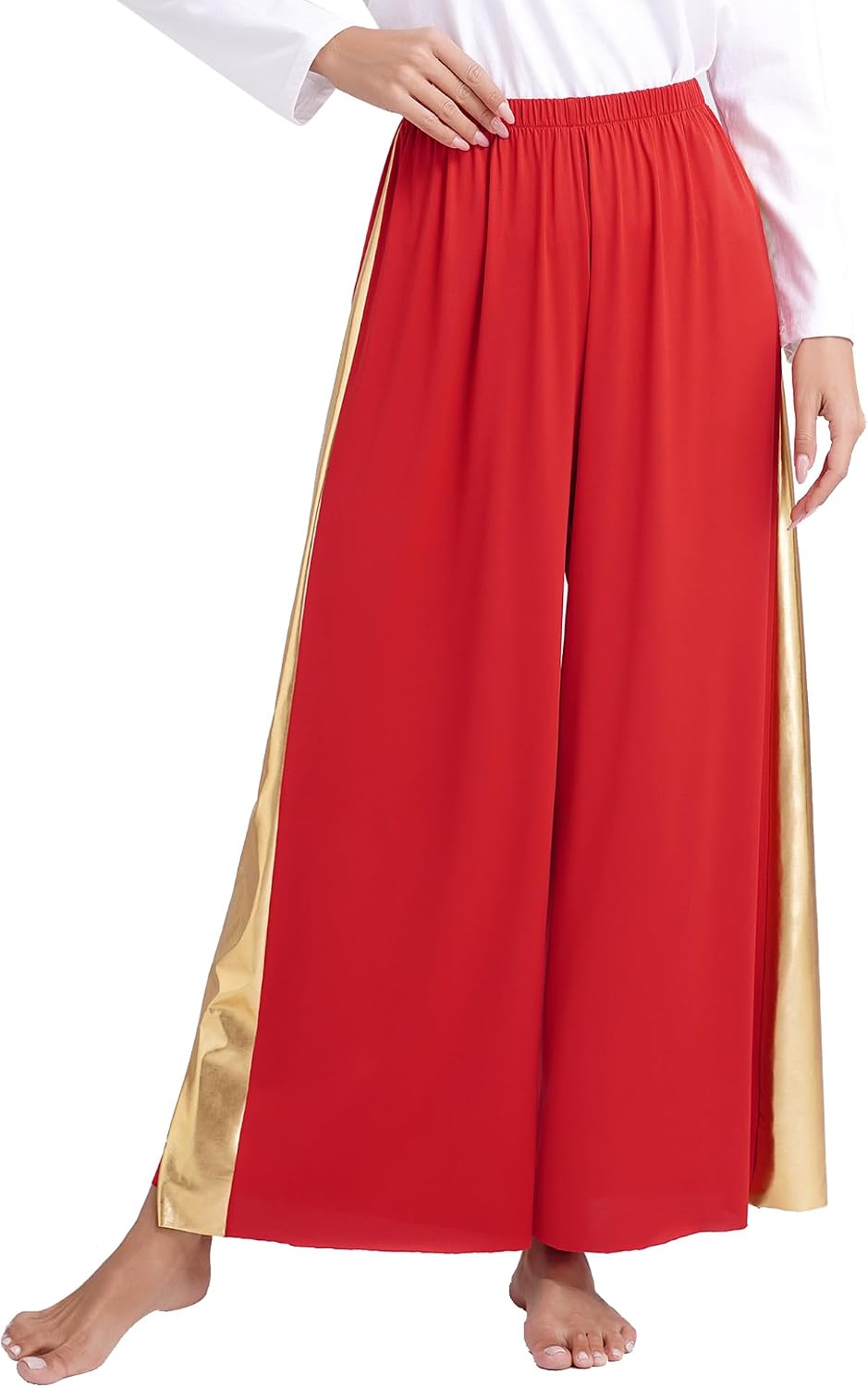 Women Celebration of Spirit Palazzo Pant Loose Fit Elastic Waist Wide Leg for Yoga Praise Dance Training