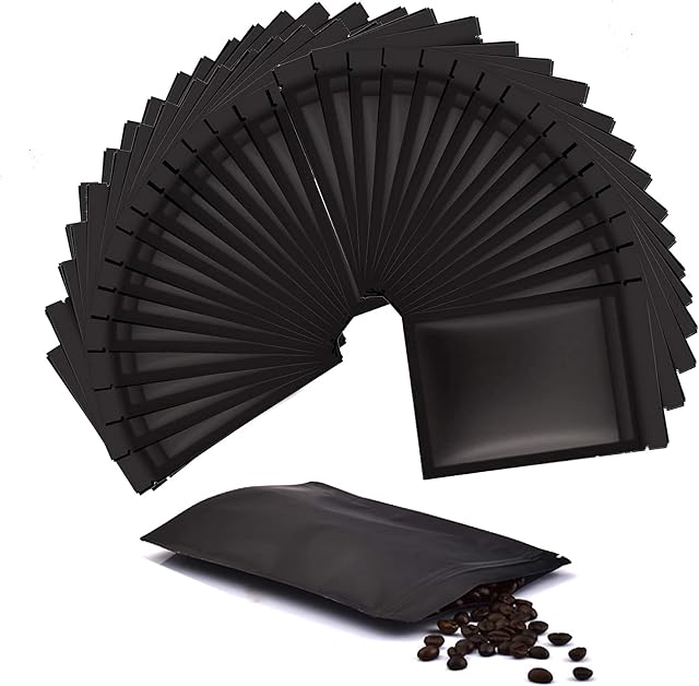 50x Mylar Bags | 3.5g Herb Capacity | Nectar Smell Proof Baggies, 9cm x 13cm | Airtight Zipper Lockable Bags with Metallic Foil Lining, Resealable & Reusable Bags (Matte Black)