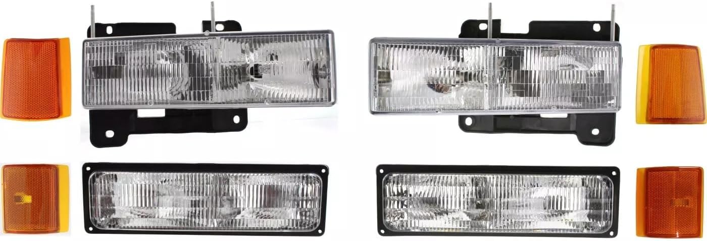 Headlights Assembly Compatible With 1988-2000 OBS Chevy Silverado GMC C/K 1500 2500 3500,1992-1999 C/K 1500 2500 SUBURBAN,1995-2000 Tahoe,1992-1994 Blazer Head lamp 2Pcs Replace GM2502101, GM2503101