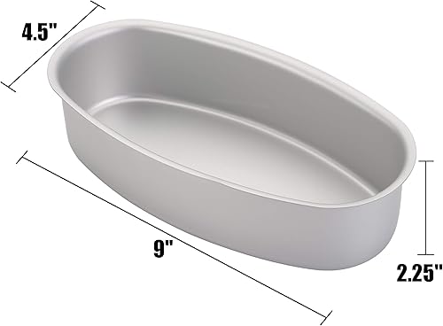 Miniatura 2 de Yesland Paquete de 4 moldes ovalados para tartas de queso, 8 pulgadas, antiadherentes, ovalados, para pan, carne y pan, moldes de aluminio para