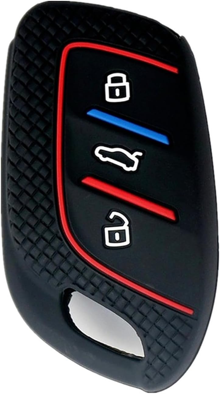 Honeycomb Pattern Silicon Car Key Cover Cases for Roewe RX3 RX8 ERX5 RX5 I6 I5 MG4 MG5 MG6 MG ZS EV HS EHS ZX GT 3 Buttons (Black)