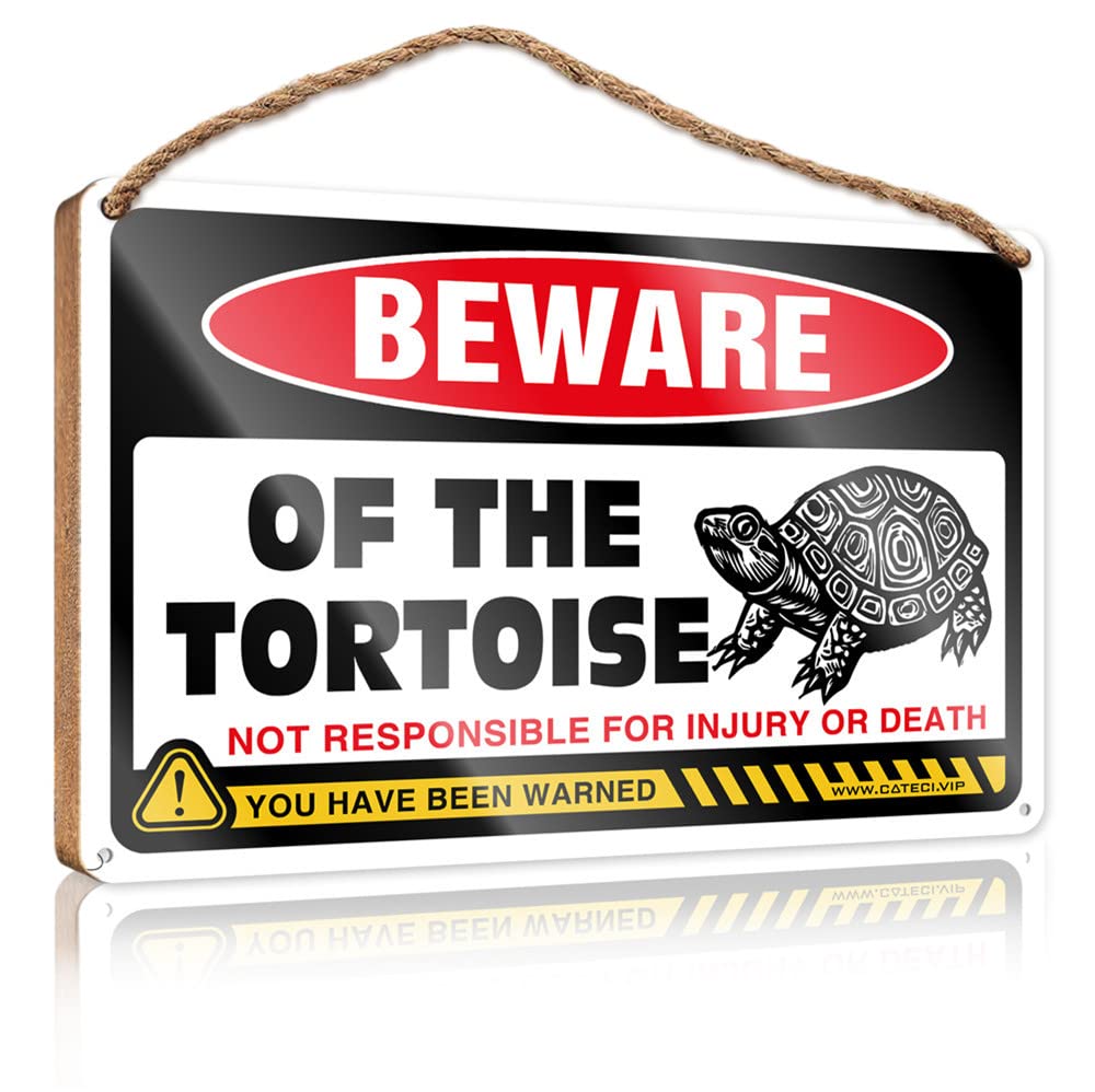 FZFN Farmhouse Door Decor Beware Of Tortoise Wooden Sign Summer Decorations For Home Summer Decorations For(20X30CM)