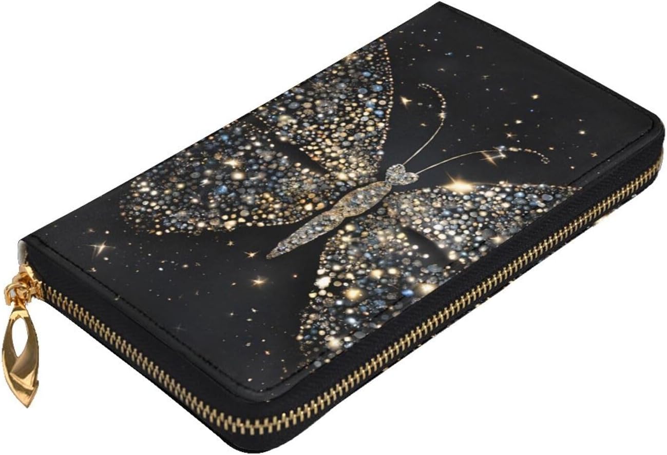 Rhinestone Butterflyfull Width Double-Sided Printed Long Wallet Is A Must-Have For Travel, Portable And Easy To Store In One