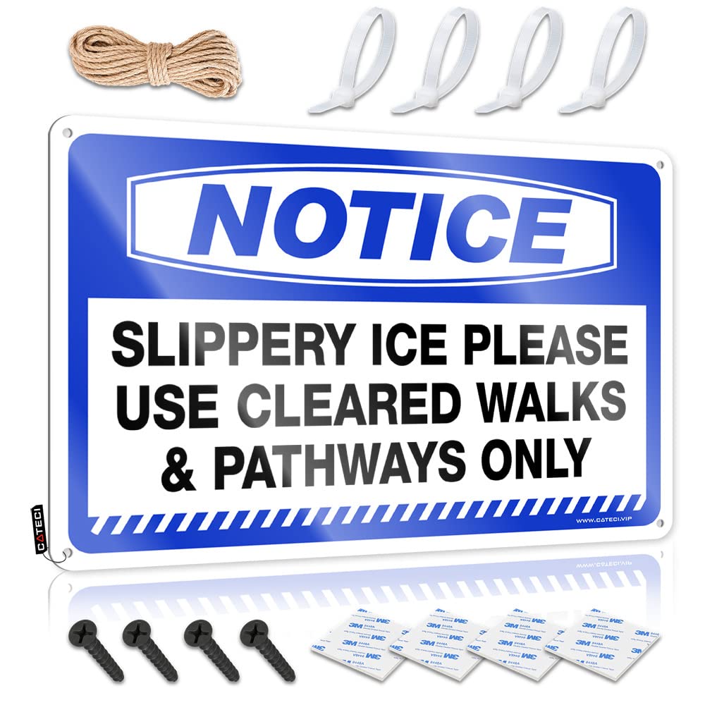 Signs Custom Hippie Notice Slippery Ice Please Use Cleared Walks & Pathways Only For Bars - Large Customizable(30X40CM)