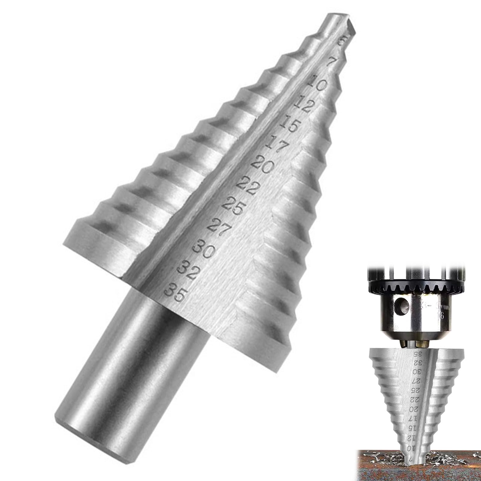 Stufenbohrer, Kegelbohrer, Schälbohrer, Spiralnut, Kegelbohrer, für Metall, Edelstahl, Aluminium, Kupfer, Holz und Andere Materialien, Erzielen Sie Eine Hervorragende Schnittleistung, Ø 5-35mm