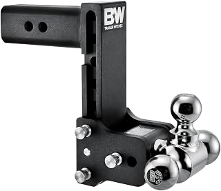 B&W Tow & Stow TS20049B Adjustable Tri-Ball Hitch Ball Mount for 2.5" Receiver - 7" Drop, 18,000 GTW, Stowable