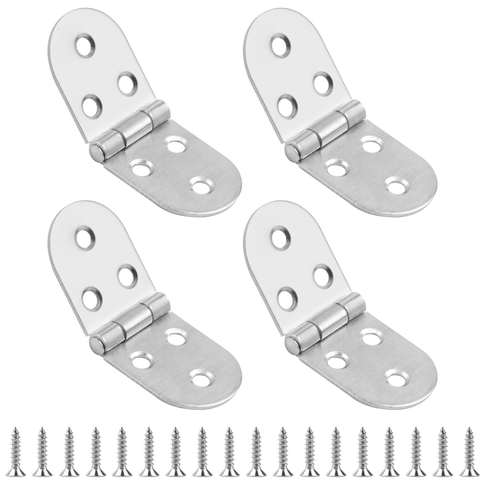 Folding Flip Top Hinges, Metal Backflap Hinges, 180 Degree Door Hinges Round Edge, Counter Flap Hinges for Wood, for Furniture Cupboard Kitchen Cabinet Closet Drawer Folding Table Hinges, 4 Pack