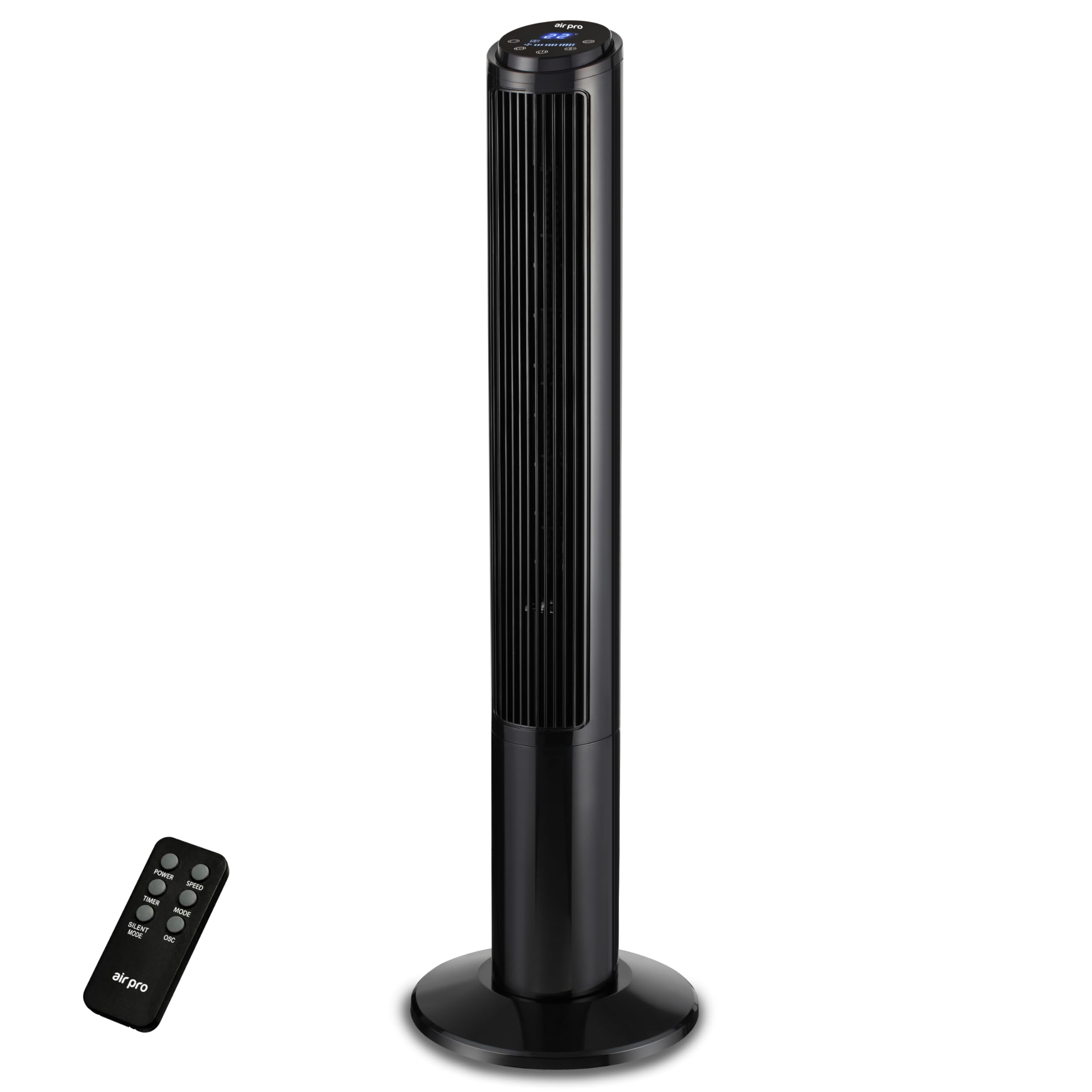 Air Pro 40" Tower Fan SmartVoice™ Control Oscillating Bladeless Fan with Remote - Tall Compact 3 Speeds Quiet 50W Motor Cooling Fan - Floor Standing Fan for Home Office - LED Display 15 Hour Timer