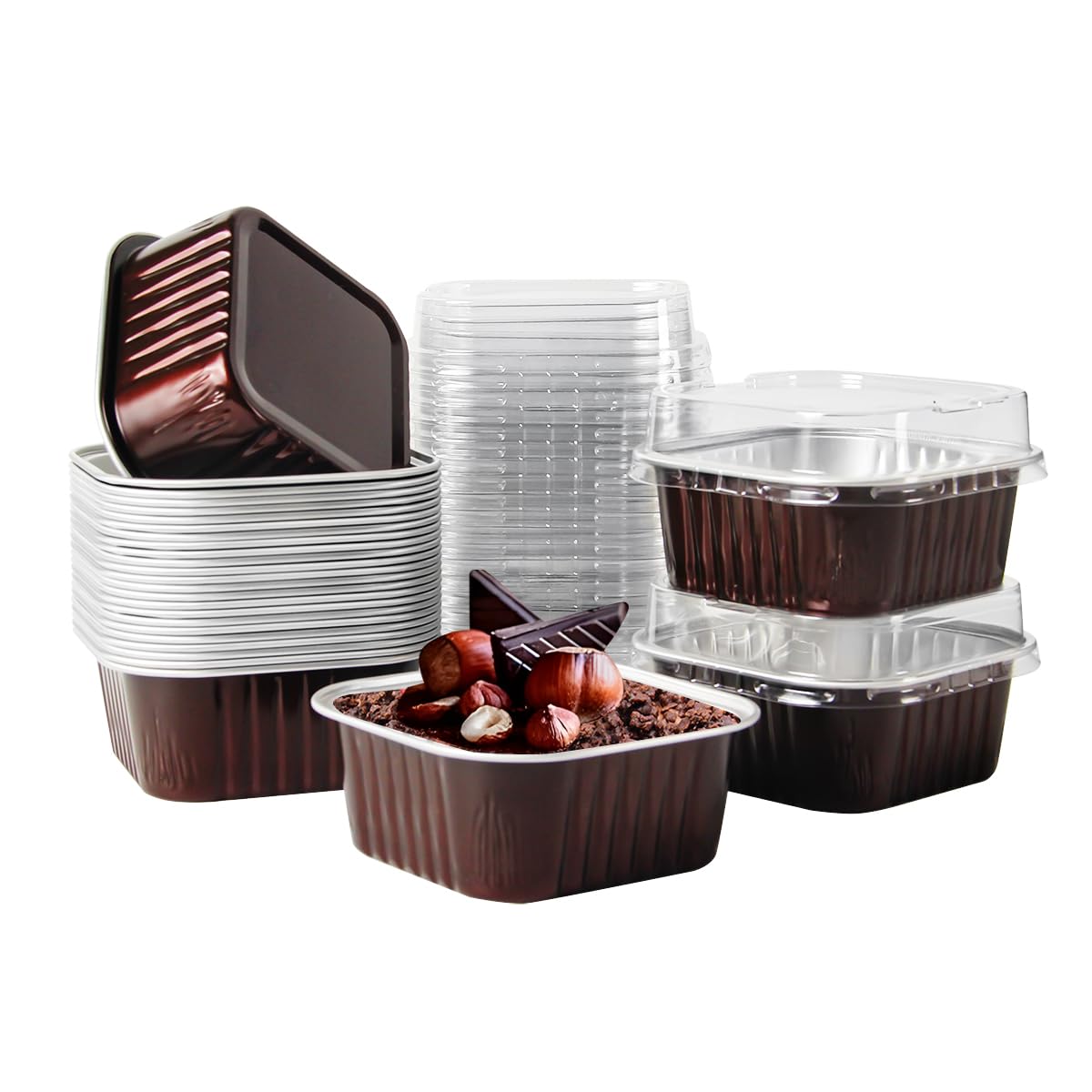 Photo 1 of Zycozzn 5oz Mini Square Baking Cups with Lids, Set of 50