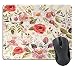 Wknoon Shabby Chic Floral Mouse Pad Watercolor Abstract Vintage Spring Poppies Flowers Roses Buds Leaves Romantic Print Mouse Pads