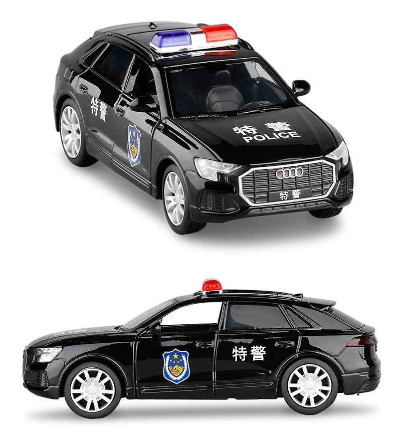 Image of Audi Q8 Police INTERCEPTORS 1:32 Diecast Scale Model Alloy Metal Pull Back Toy car for Kids with Openable Doors & Light, Music Toy Vehicle for Kids - Colors as Per Stock