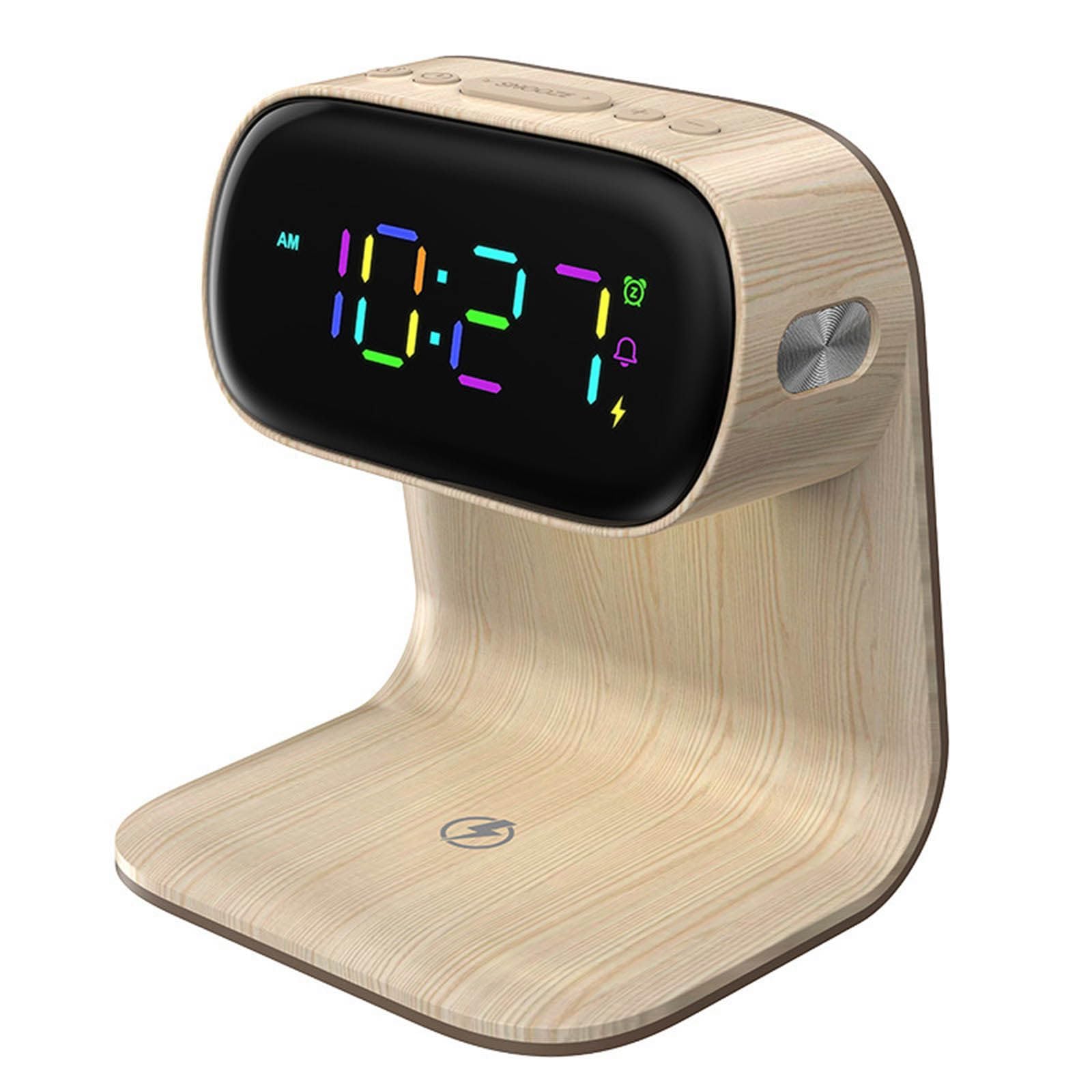 LáMpara De Noche, Despertador Digital, Despertador con Luz De Amanecer, Carga InaláMbrica De 15 W, 3 Niveles De Brillo, Ideal para Varones Y Mujeres