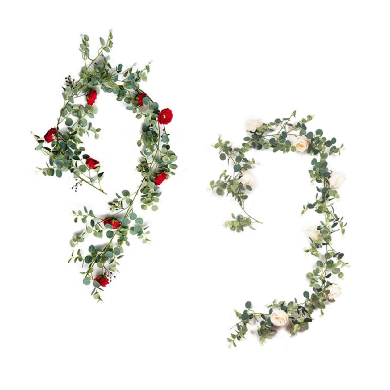 Cabilock 3stücke Künstliche Rattan Girlande Mit Rosen Dekoration Für Hochzeiten Partys Und Wohnräume Hängende Blumen Für Türen Und Spiegel Umweltfreundliches Material Leicht Zu