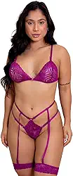 Conjunto Lingerie Renda Gladiadora Completo Cinta Liga Kln