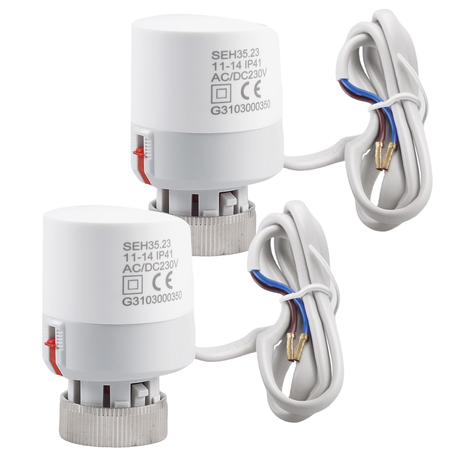 2 Stück Thermischer Stellantrieb 230V, Stellmotor Fussbodenheizung, Stellantrieb Für Fußbodenheizung, Elektroothermischer Aktuator (Normally Closed), Ip41, Für Nahezu Jeden Heizkreisverteiler