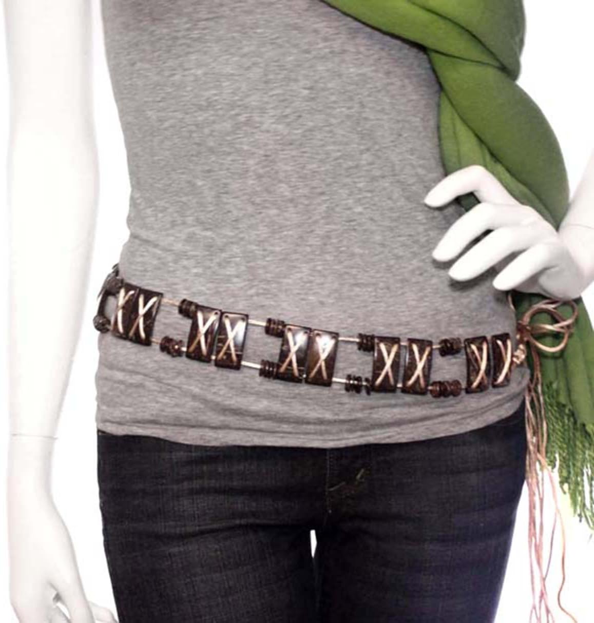 Coconut shell belt 'Rattle Barin.-belt 8 at Amazon Women’s Clothing store