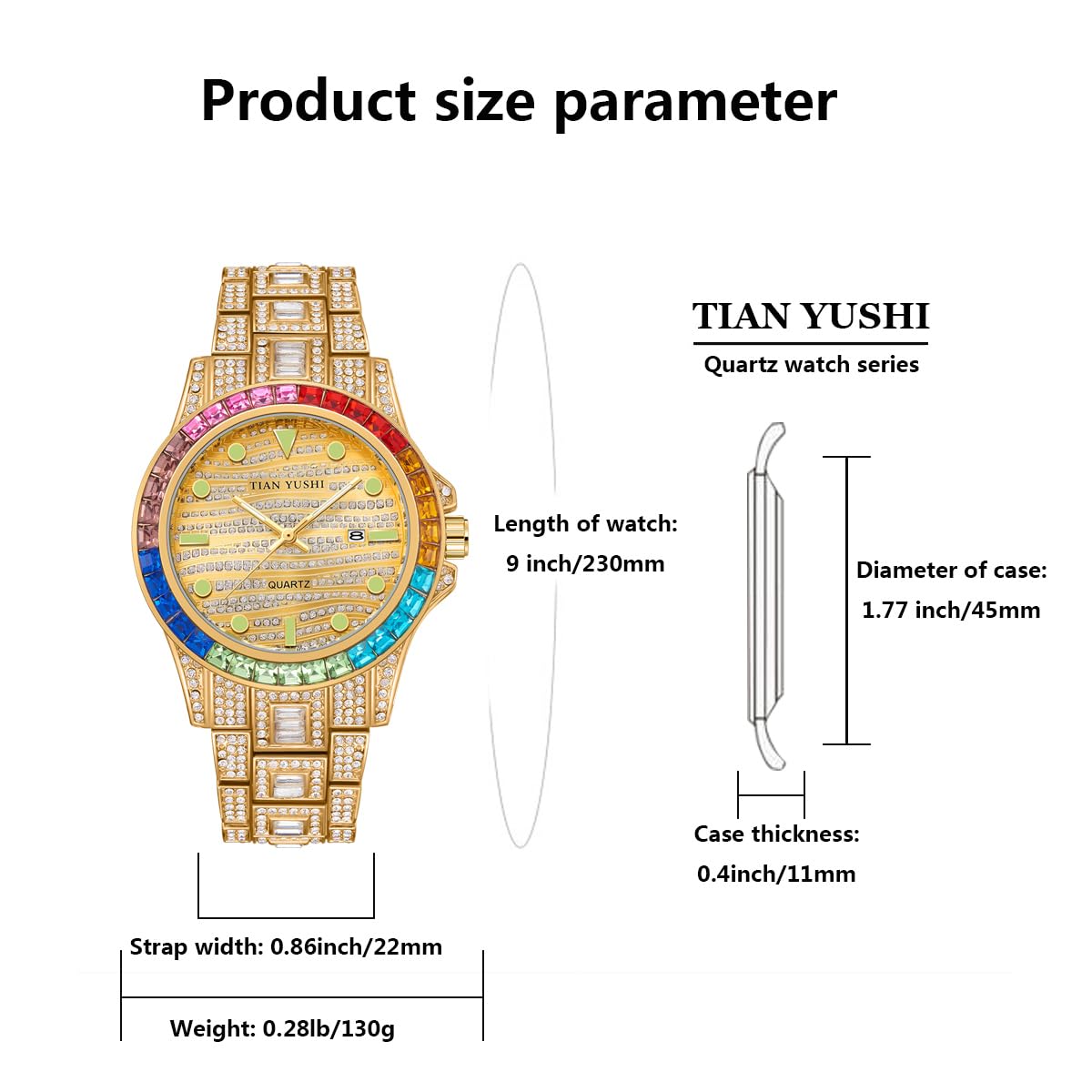 Luxury Bling-ed Out Colorful Full Diamond Watches Fashion Quartz Analog Stainless Steel Band Bracelet Wrist Watch