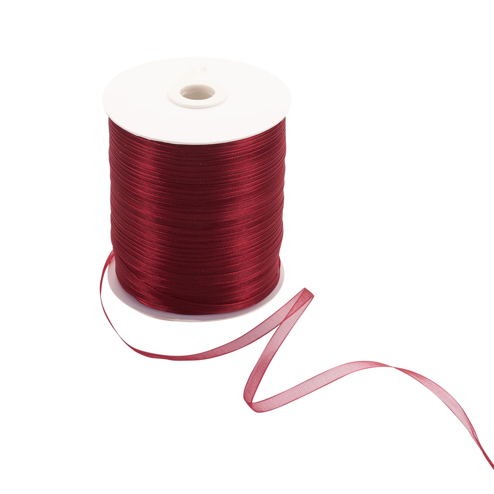 KISSITTY 500 Yards 1/4" Sheer Organza Ribbon Craft Decorative Ribbon Christmas Dark Red Gift Wrapping Ribbons for Wedding Party Home Decorations