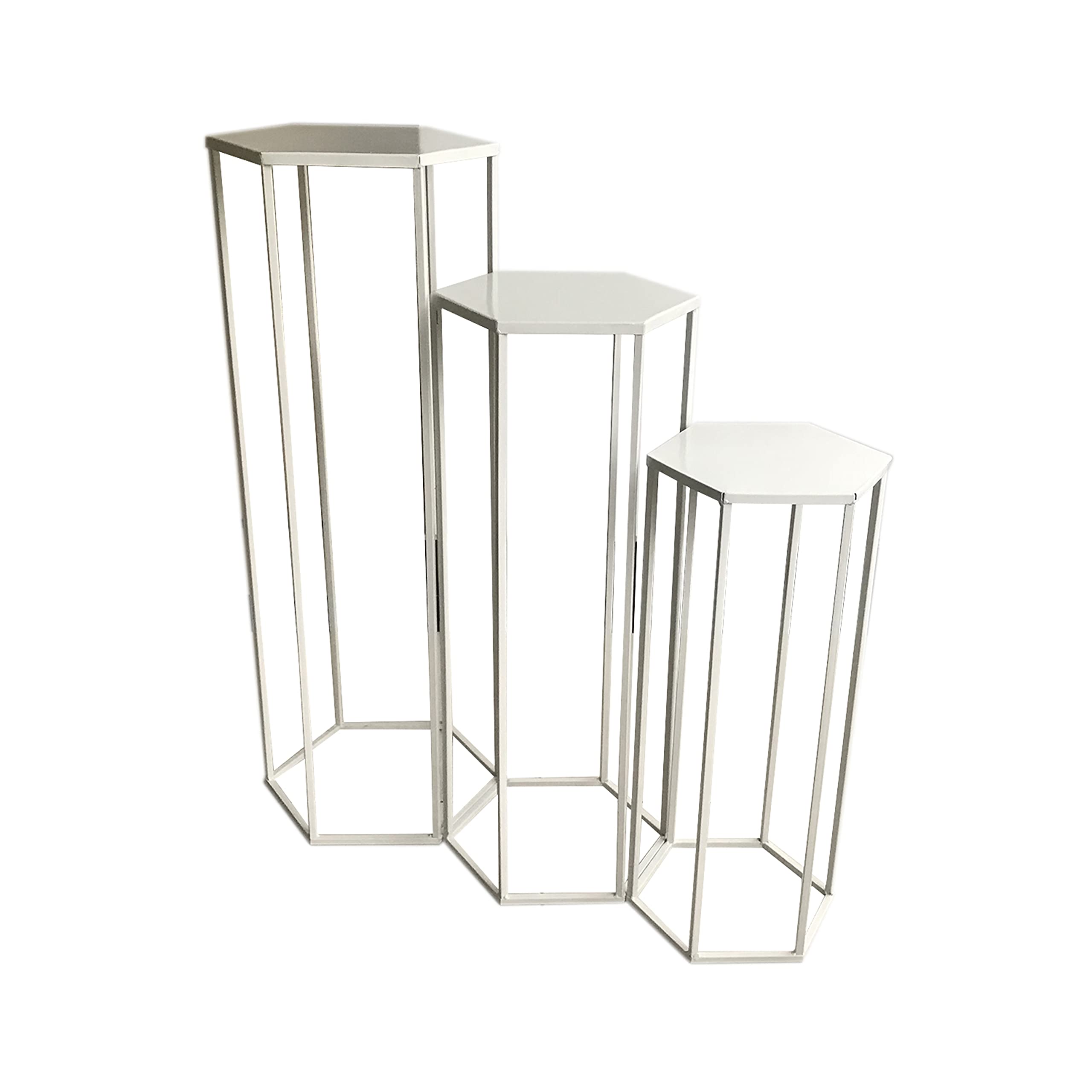 HOME DECO FACTORY Gigogne X3 Metal Blanc Mobilier Tavolo Scrivania Consolle Sellette Mobile Ine, 60x30x26 cm