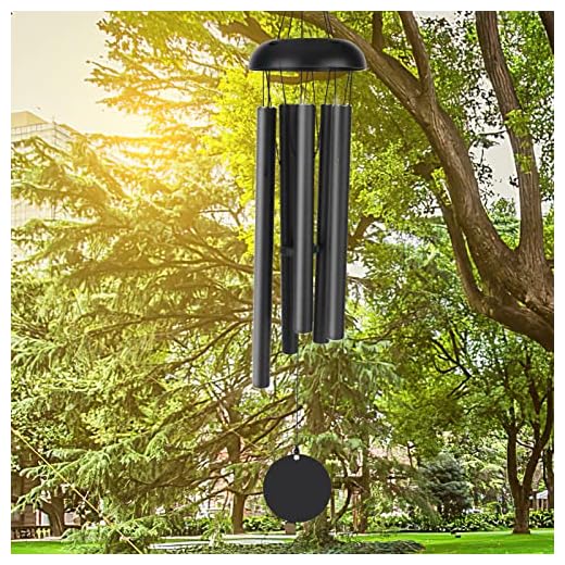 Campanas de Viento al Aire Libre, Victop 80cm Carrillones de Viento, 5 Tubos de Aluminio Huecos, Melodía Agradable, Retro campanillas de Viento jardín al Aire Libre y decoración del hogar (Negro)