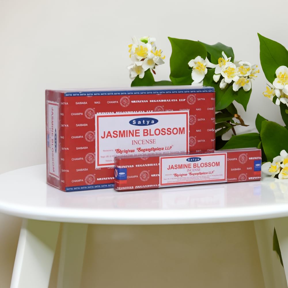 VIE Satya Incense Sticks, 4 Packs x 15g, with Incense Holder, Jasmine Blossom, Other Colour - Image 3