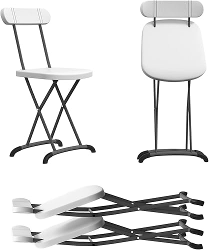 Miniatura 22 de S AFSTAR Juego de 2 sillas plegables de plástico con asiento ancho y respaldo ergonómico, sillas portátiles de metal con capacidad para hasta 400