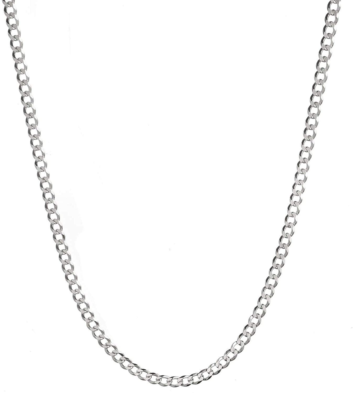 3mm 925 Sterling Silver Cuban Curb Link Chain Necklace Silver Chain for Men Women Boys