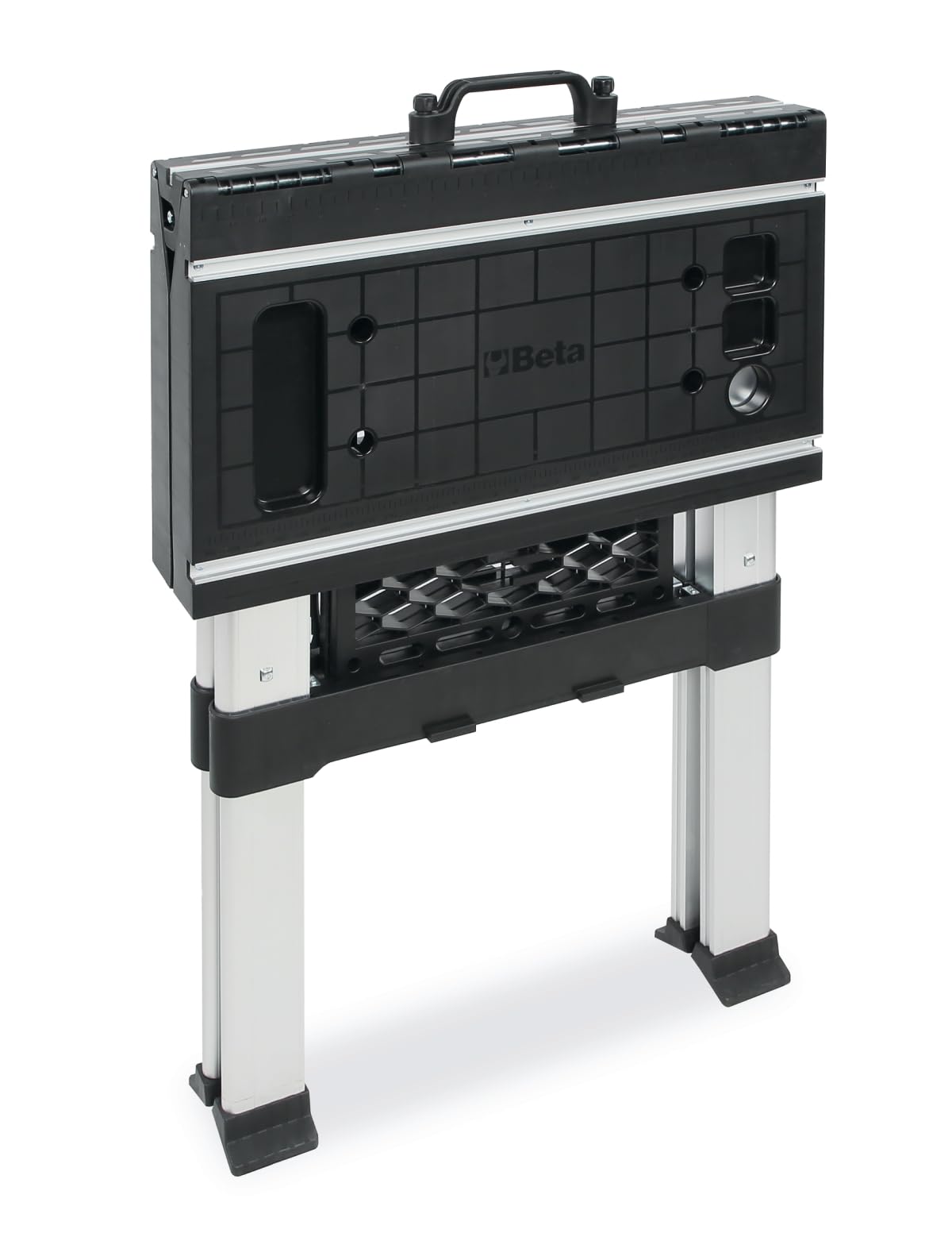 BETA - Banco da Lavoro Pieghevole Multiuso con Piano 820x630 mm e Gambe Telescopiche Regolabili, Banco Professionale Portatile con Morsetti per Officina Garage Fai da Te e Manutenzione, C56BLP
