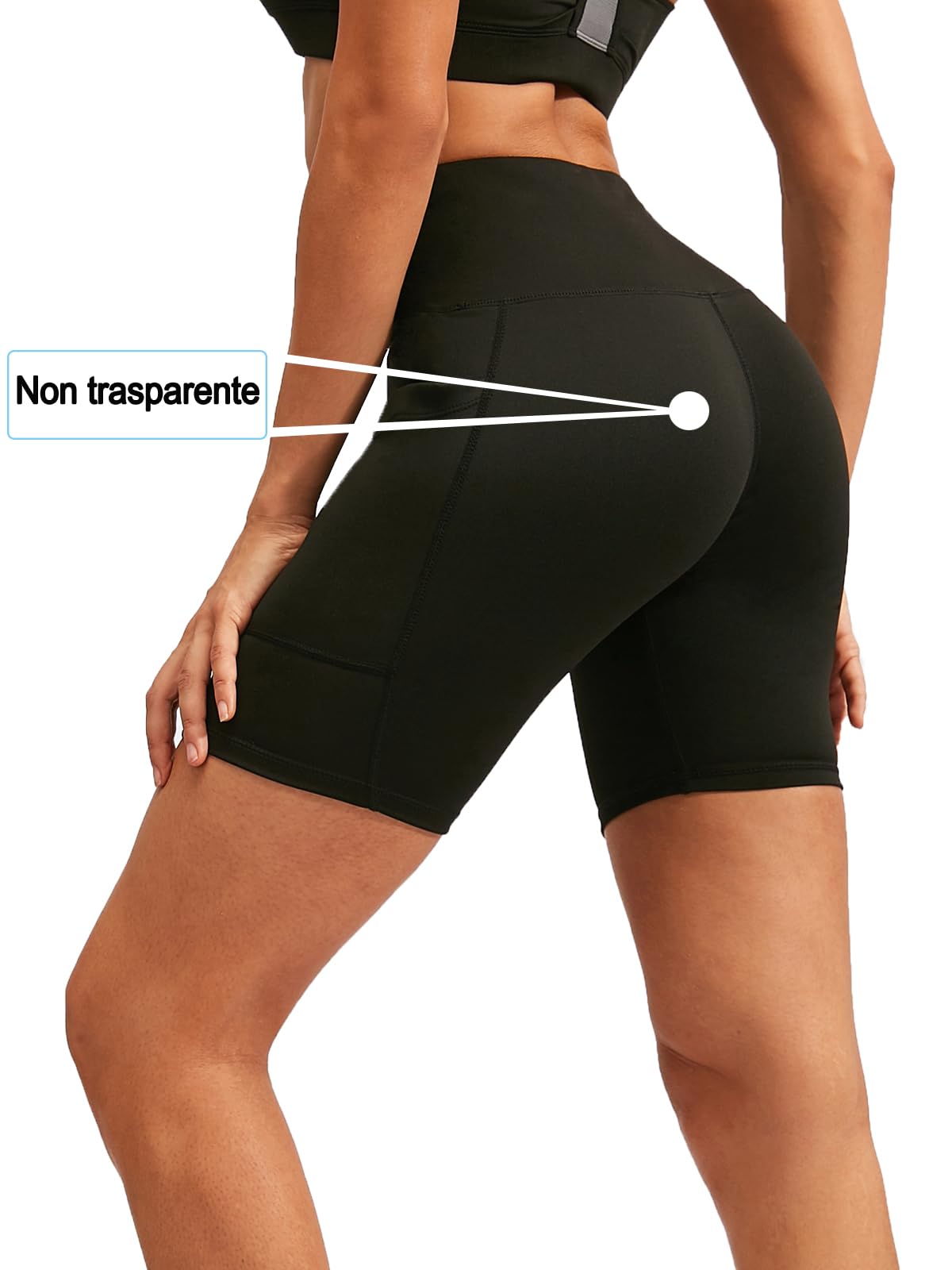COTOP Leggings Corti da Donna Sportivi Corti Estivi, Pantaloni da Yoga a Vita Alta, Pantaloni da Corsa con Tasca, Pantaloncini per Palestra, Allenamento, Fitness, Jogging, Corsa, Motociclista
