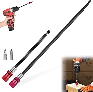 2Pcs Portapuntas Magnético, Portapuntas Largo de Liberación Rápido 1/4" Vástago Hexagonal Extensión Magnética para Taladros Llaves de Impacto