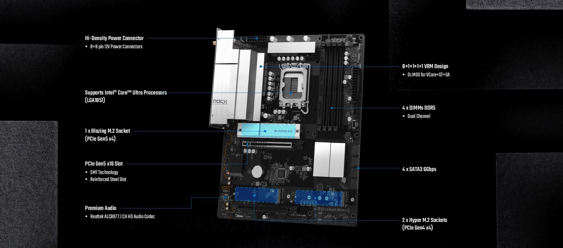 Amazon.com: ASRock B860 Rock WiFi 7 ATX Motherboard, Supports
