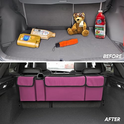 Miniatura 5 de BELOMI Organizador de maletero de automóvil, impermeable, resistente, para colgar en el asiento trasero, bolsa de carga plegable de almacenamiento