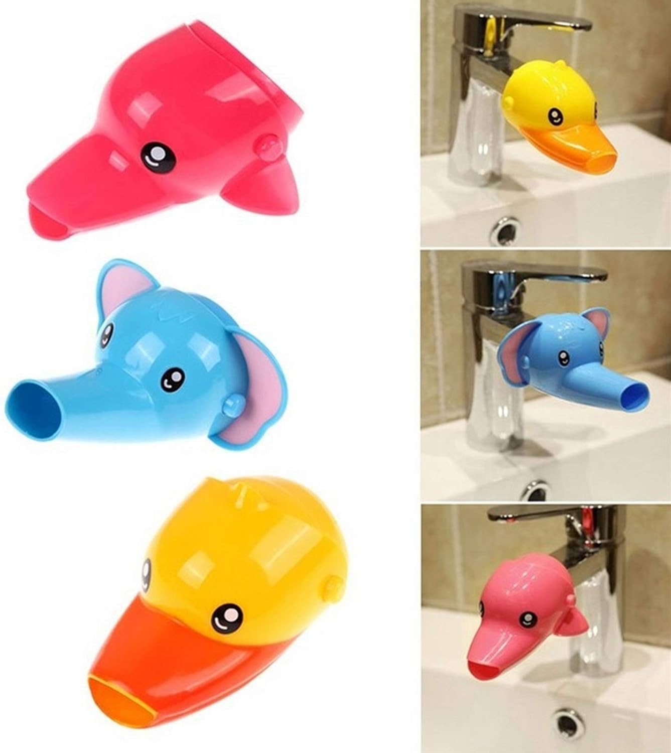 OGIFCHEN Baby and Children's faucet extension faucet guide sink extender long water hand washing device water diverter （3 Packs Dolphin）