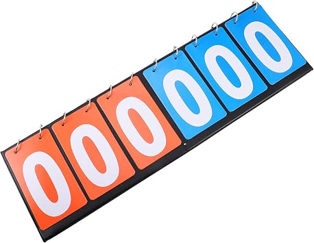 KALLORY Score Keeper Flip Scoreboard 6-Digit 3 Red, 3 Blue for Multi-Player Sports Competition Including Basketball and Table Tennis