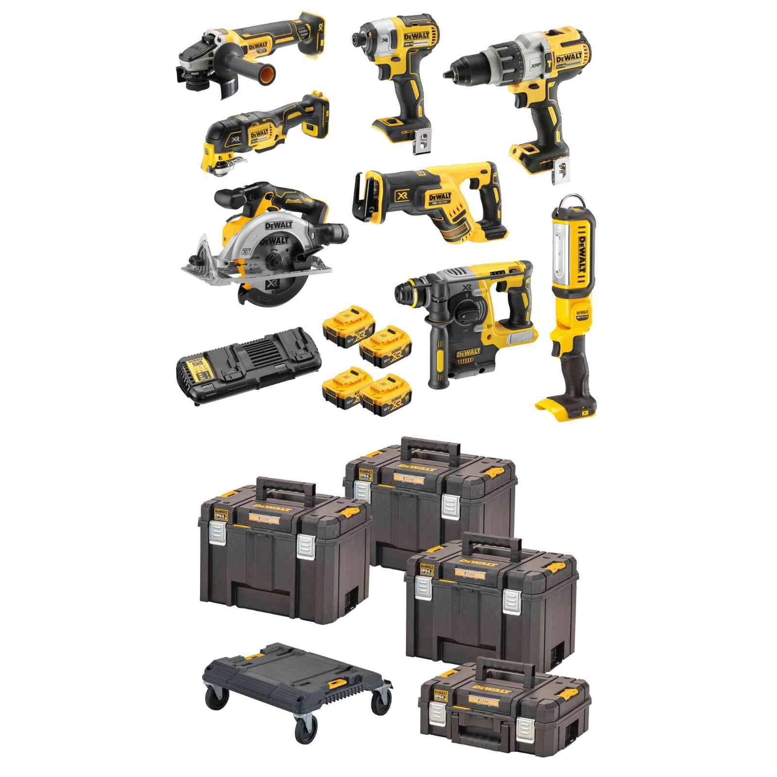 DeWALT Battery Combo Pack DCK853P4T-QW 18V 5Ah Including DCD996, DCF887, DCH273, DCG405, DCS356, DCS367, DCS565, DCL050